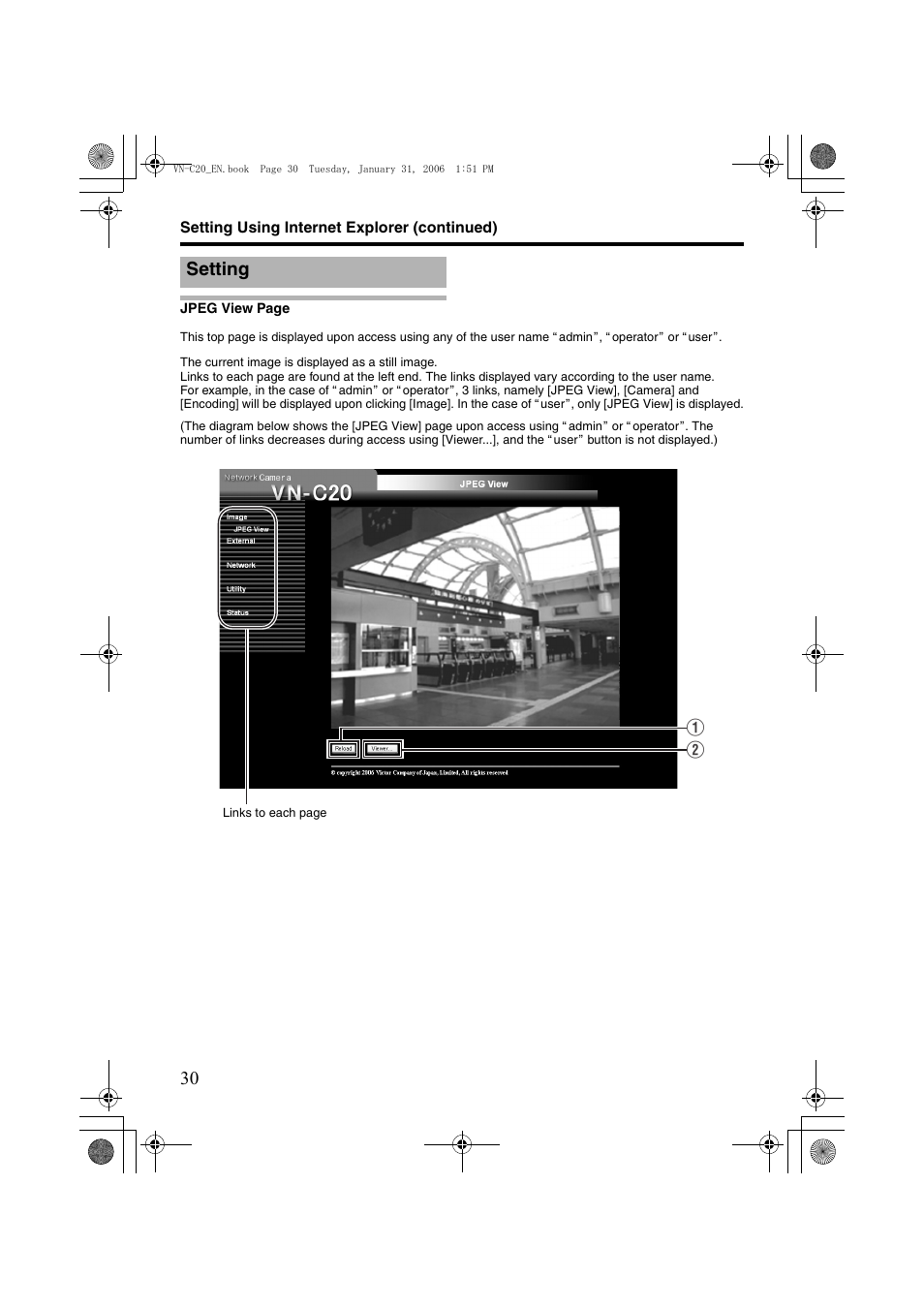 Setting | JVC VN-C20 User Manual | Page 30 / 76