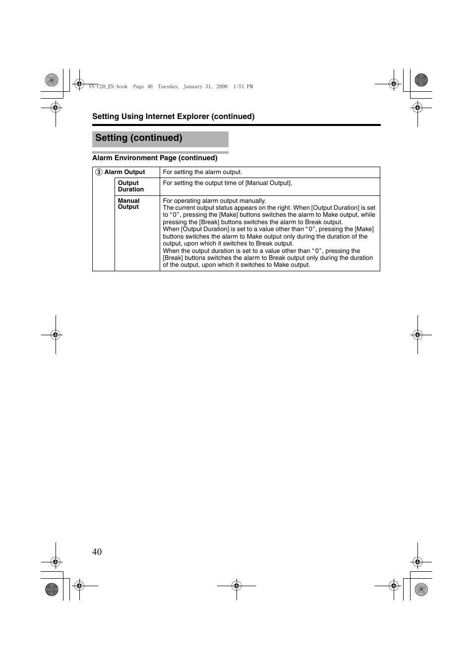 Setting (continued) | JVC VN-C20 User Manual | Page 40 / 76