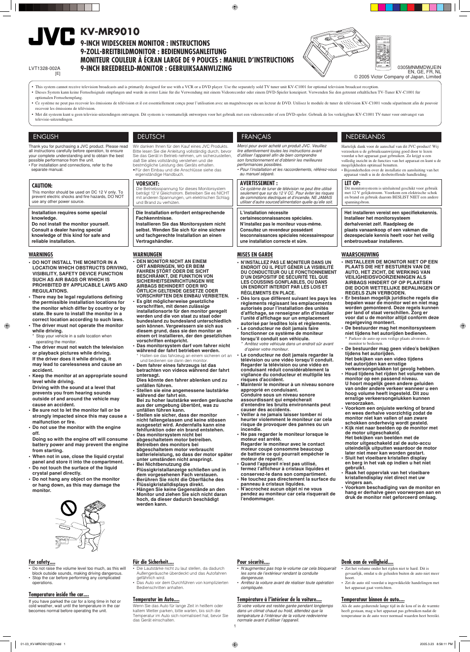 JVC KV-MR9010 User Manual | 6 pages