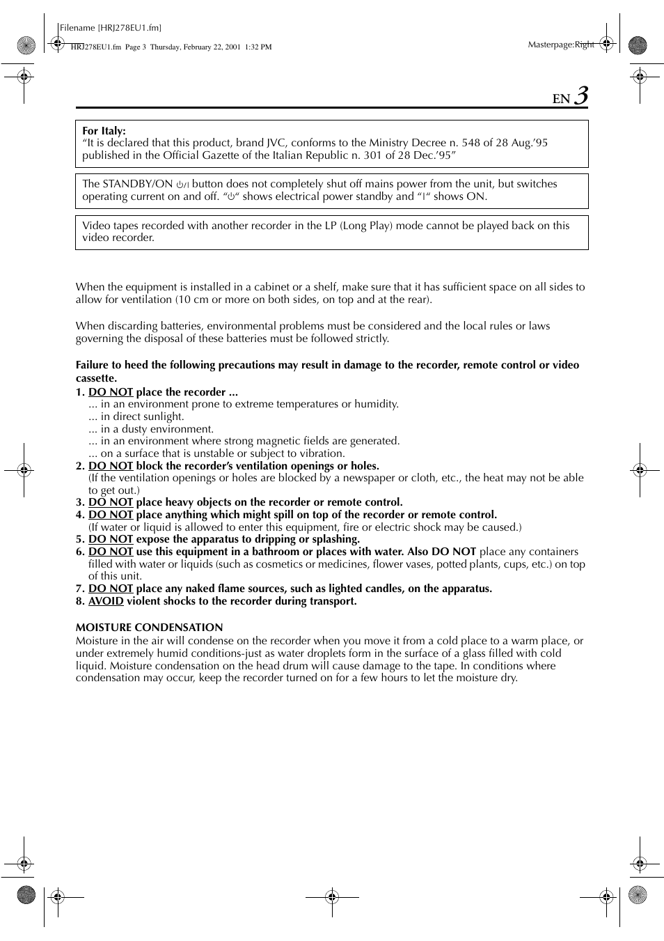 JVC HR-J278EU User Manual | Page 3 / 40
