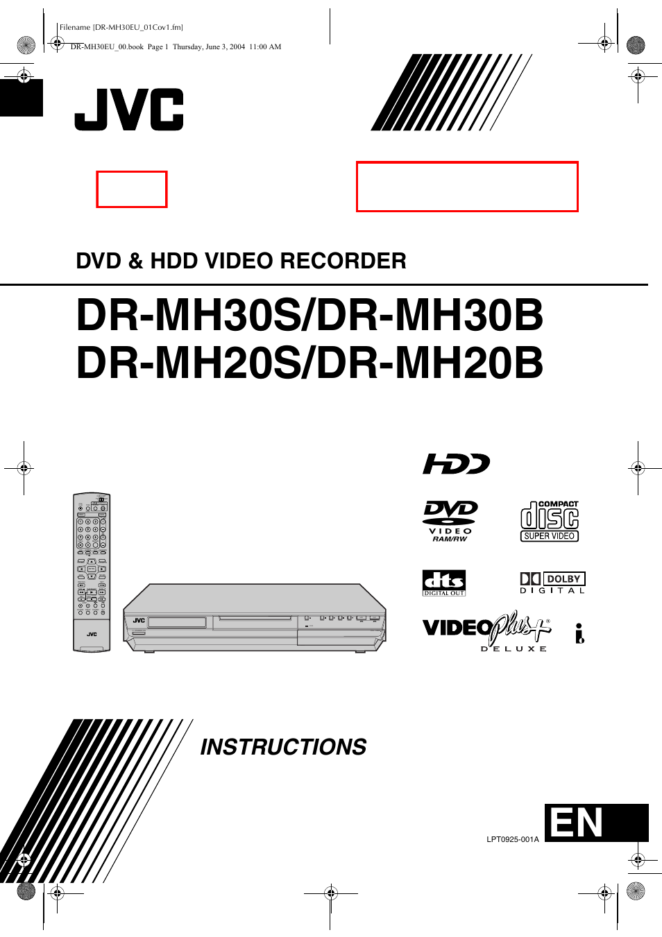 JVC DR-MH20B User Manual | 92 pages