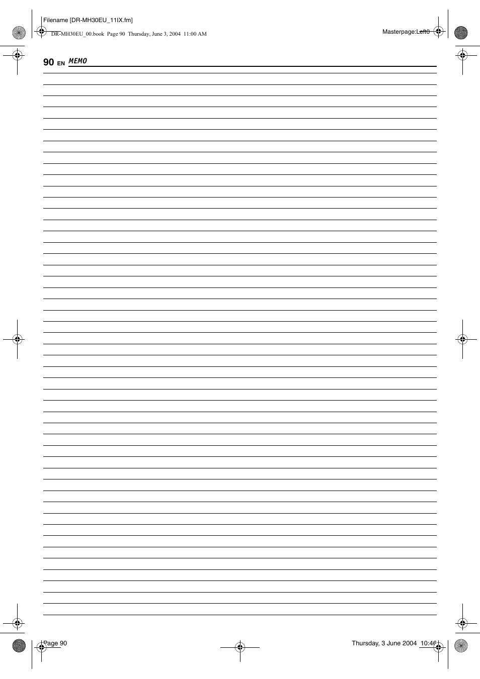 Memo | JVC DR-MH20B User Manual | Page 90 / 92