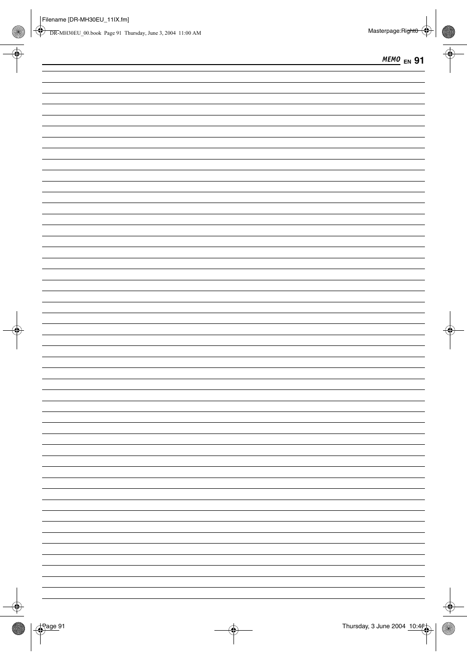 Memo | JVC DR-MH20B User Manual | Page 91 / 92