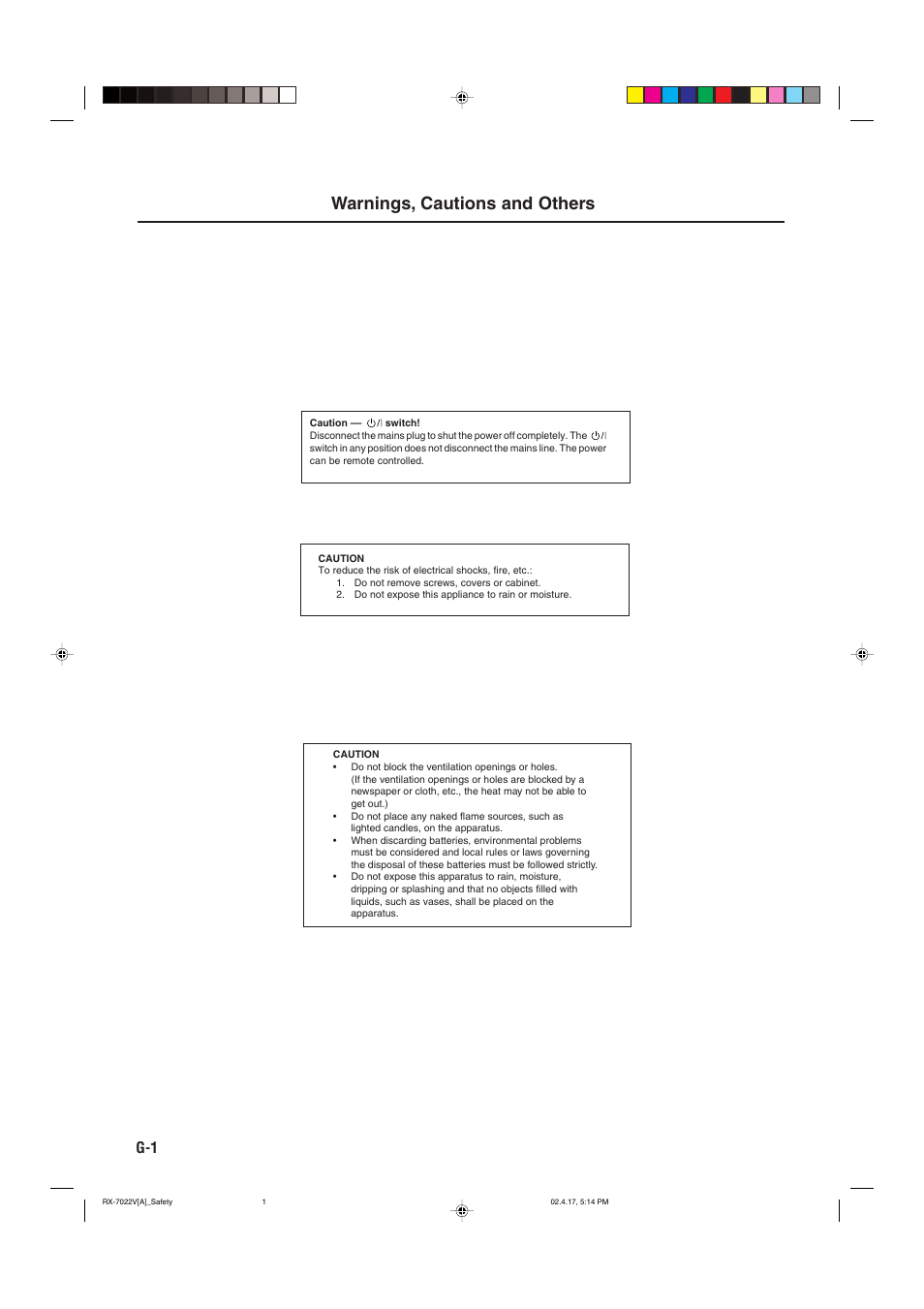 Warnings, cautions and others | JVC RX-7022VSL User Manual | Page 2 / 46