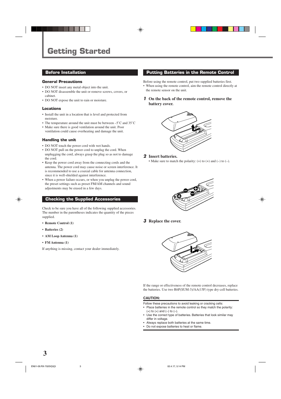 Getting started | JVC RX-7022VSL User Manual | Page 6 / 46