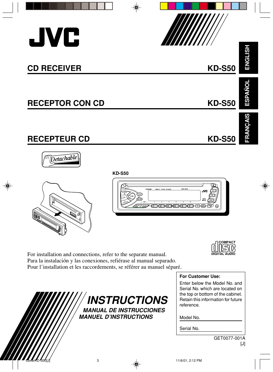 JVC KD-S50 User Manual | 25 pages