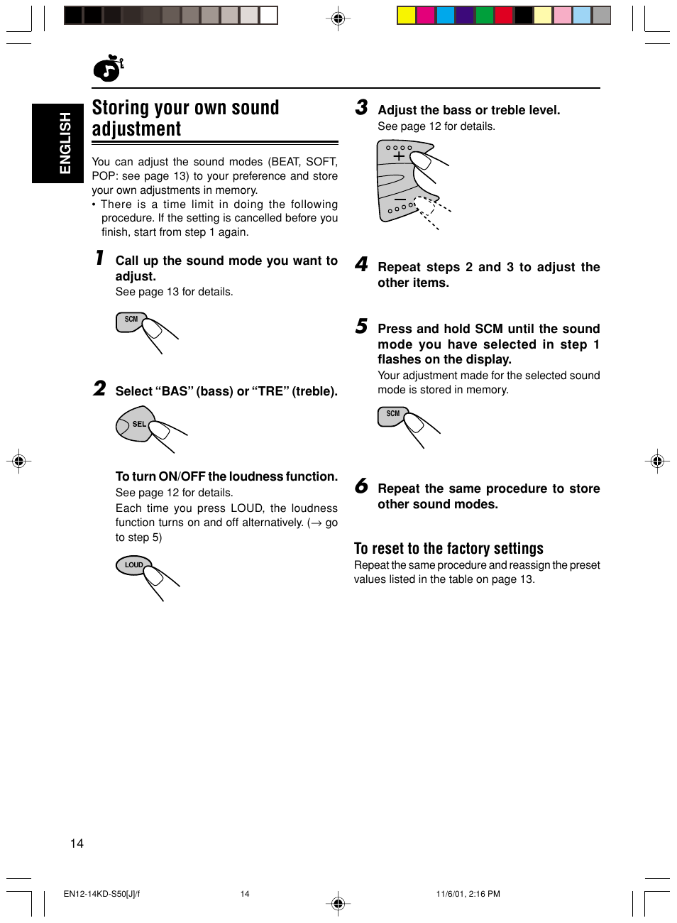 Storing your own sound adjustment | JVC KD-S50 User Manual | Page 14 / 25