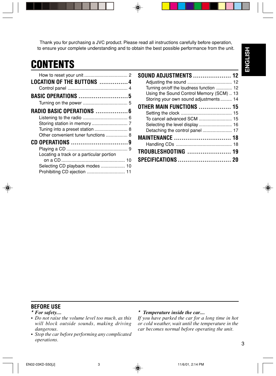 JVC KD-S50 User Manual | Page 3 / 25