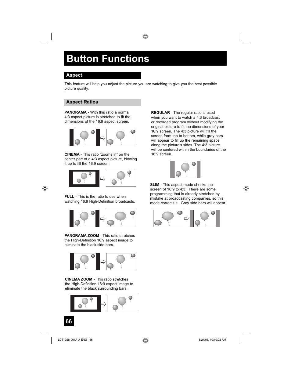 Button functions | JVC HD-52G456 User Manual | Page 66 / 88