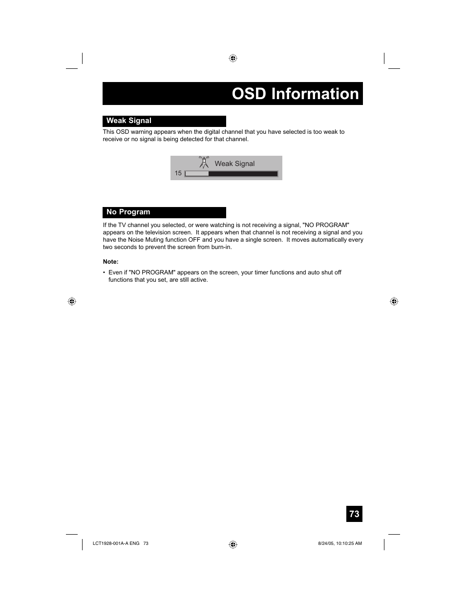 Osd information | JVC HD-52G456 User Manual | Page 73 / 88