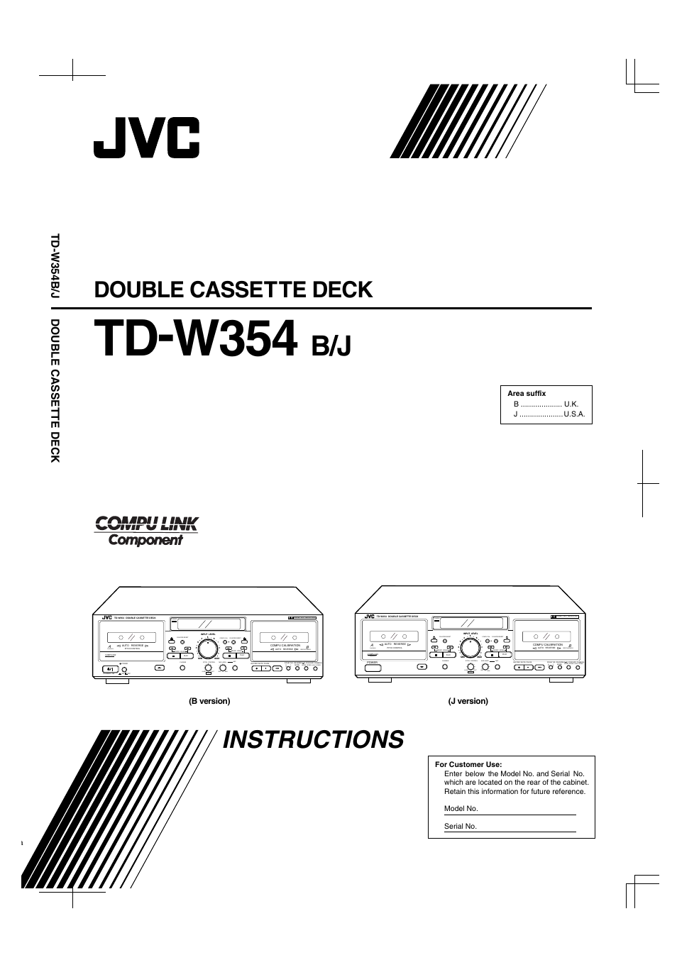 JVC TD-W354 User Manual | 16 pages