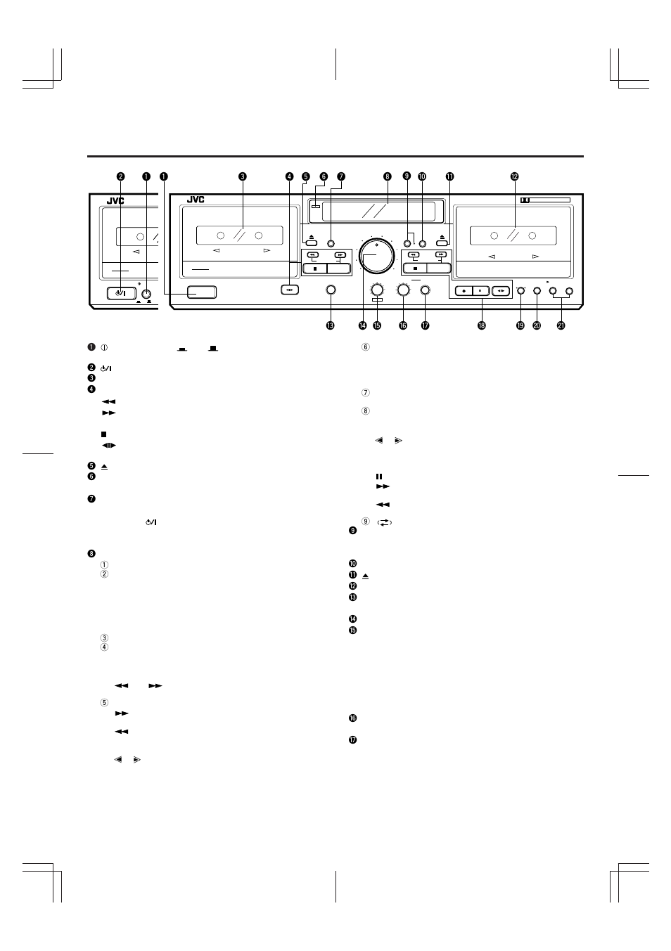 Names of parts and their functions | JVC TD-W354 User Manual | Page 6 / 16
