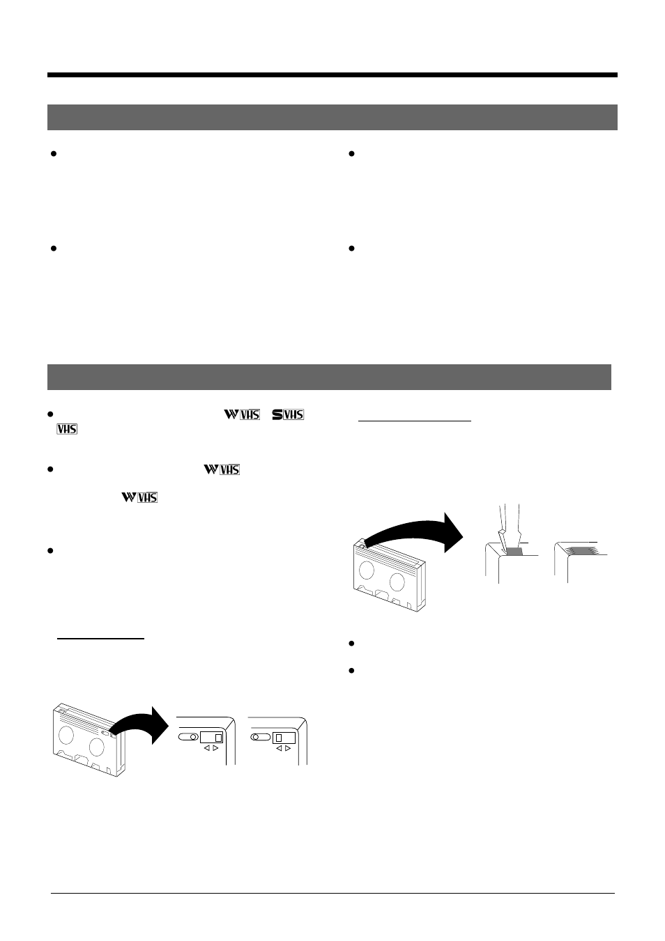 Vcr 1 precautions, Video cassettes | JVC SR-W5U User Manual | Page 5 / 36