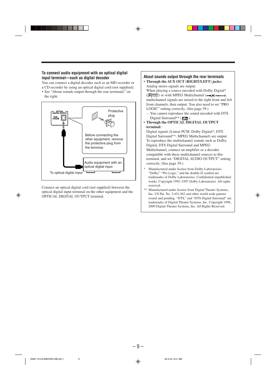 JVC CA-MXDVA9 User Manual | Page 12 / 72