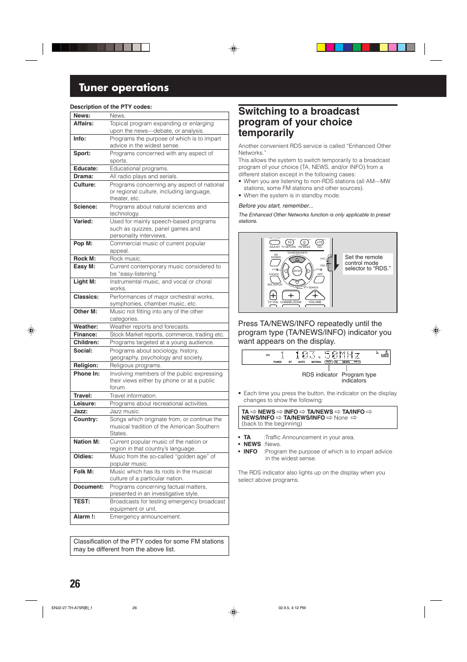 Tuner operations | JVC SP-XCA75 User Manual | Page 30 / 76