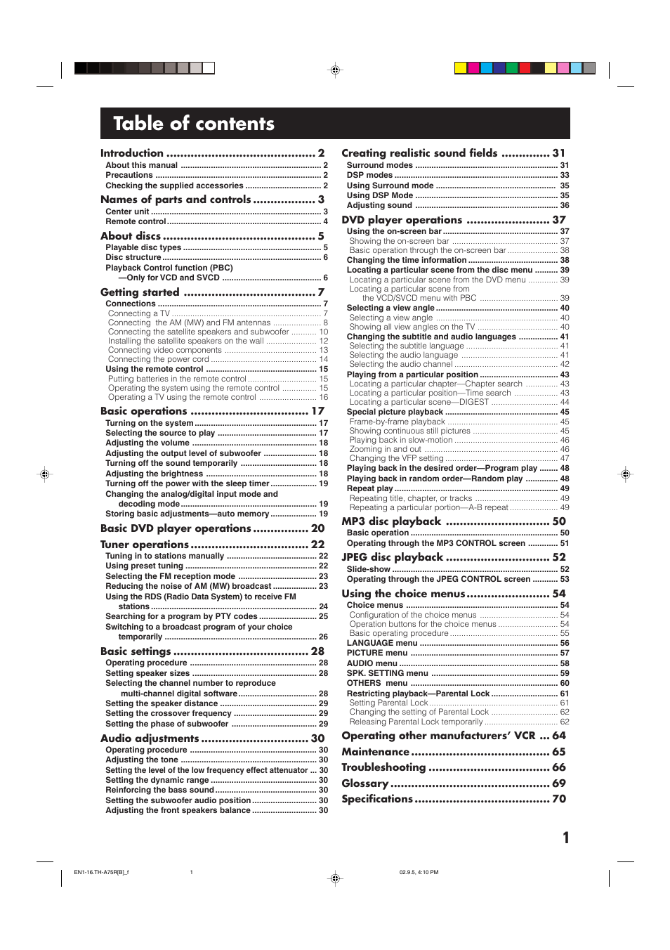 JVC SP-XCA75 User Manual | Page 5 / 76