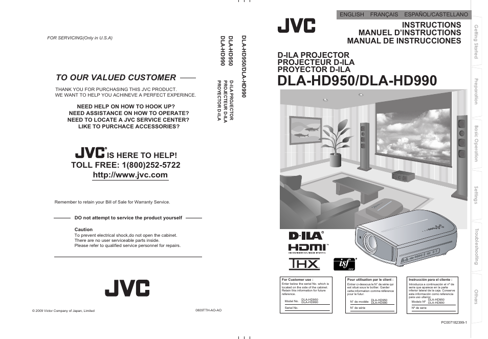 JVC Procision DLA-HD950 User Manual | 185 pages