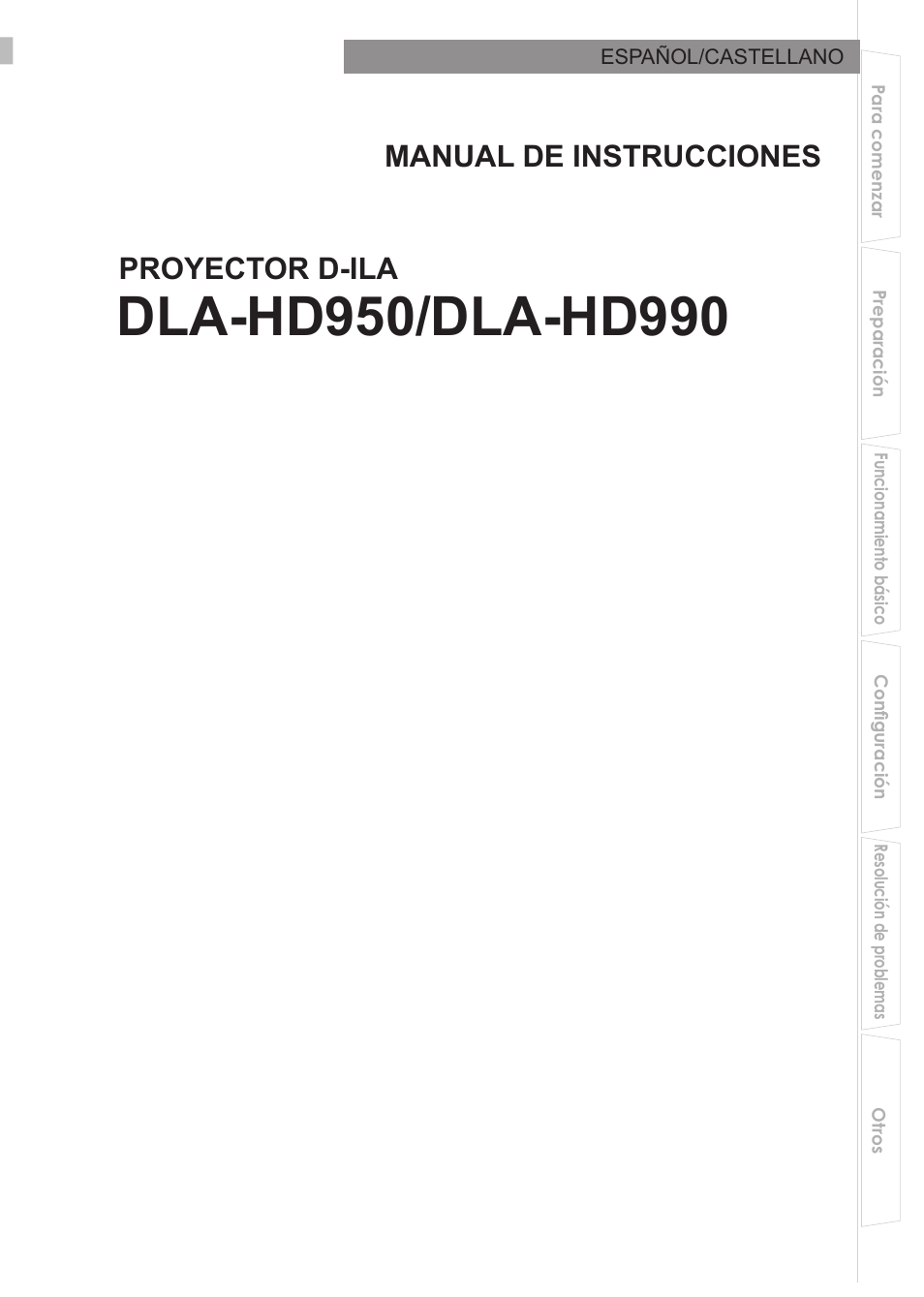 Español/castellano, Proyector d-ila manual de instrucciones | JVC Procision DLA-HD950 User Manual | Page 125 / 185