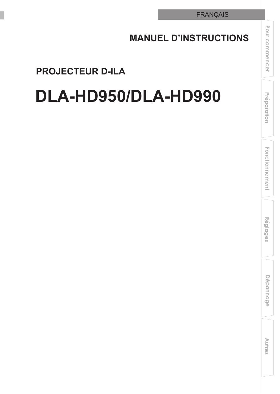 Français, Projecteur d-ila manuel d’instructions | JVC Procision DLA-HD950 User Manual | Page 63 / 185