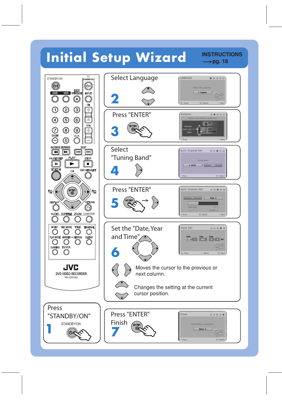 Initial setup wizard | JVC DVD VIDEO RECORDER DR-MV99BU User Manual | Page 3 / 6