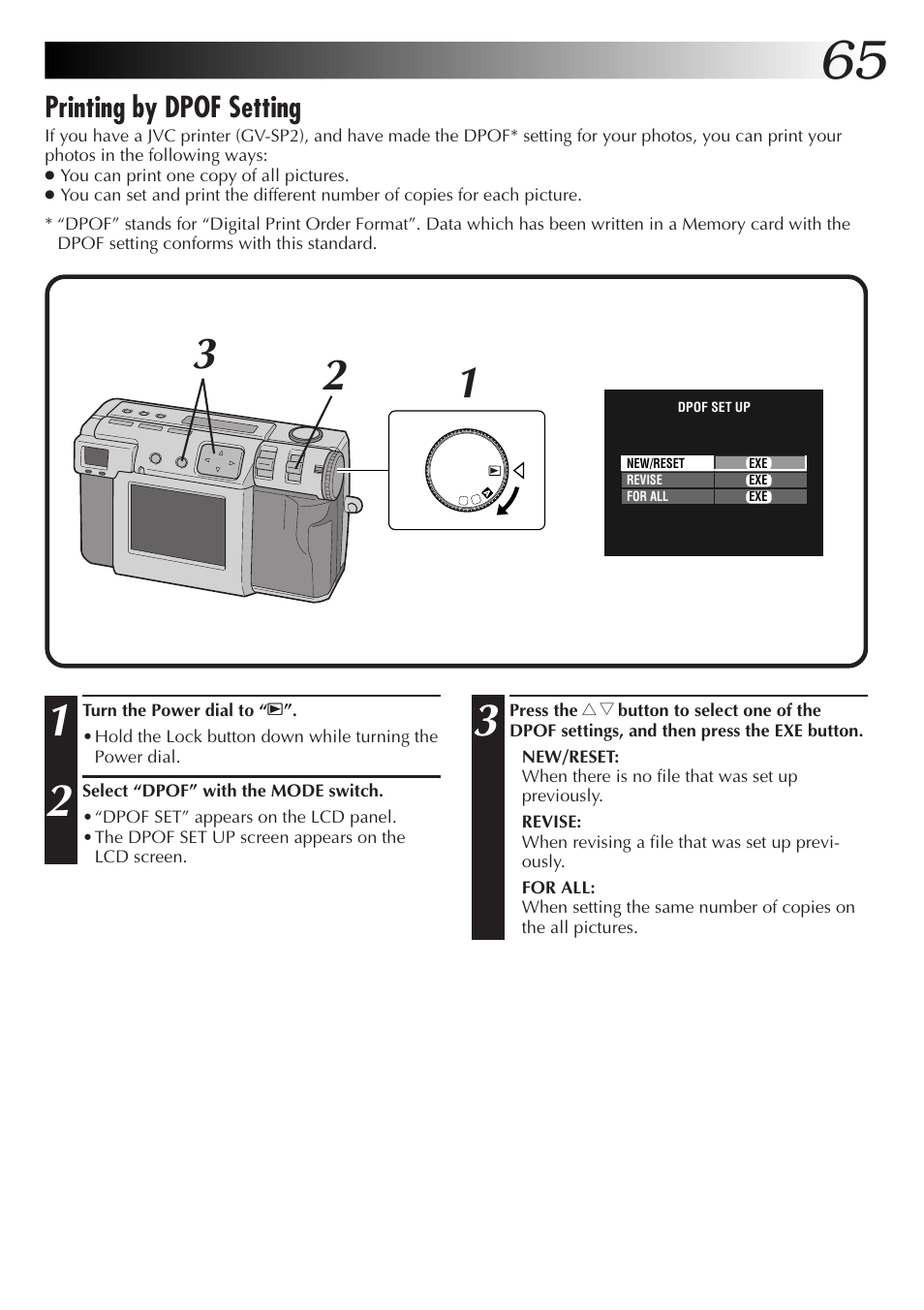 Printing by dpof setting | JVC GC-QX5HD User Manual | Page 65 / 104