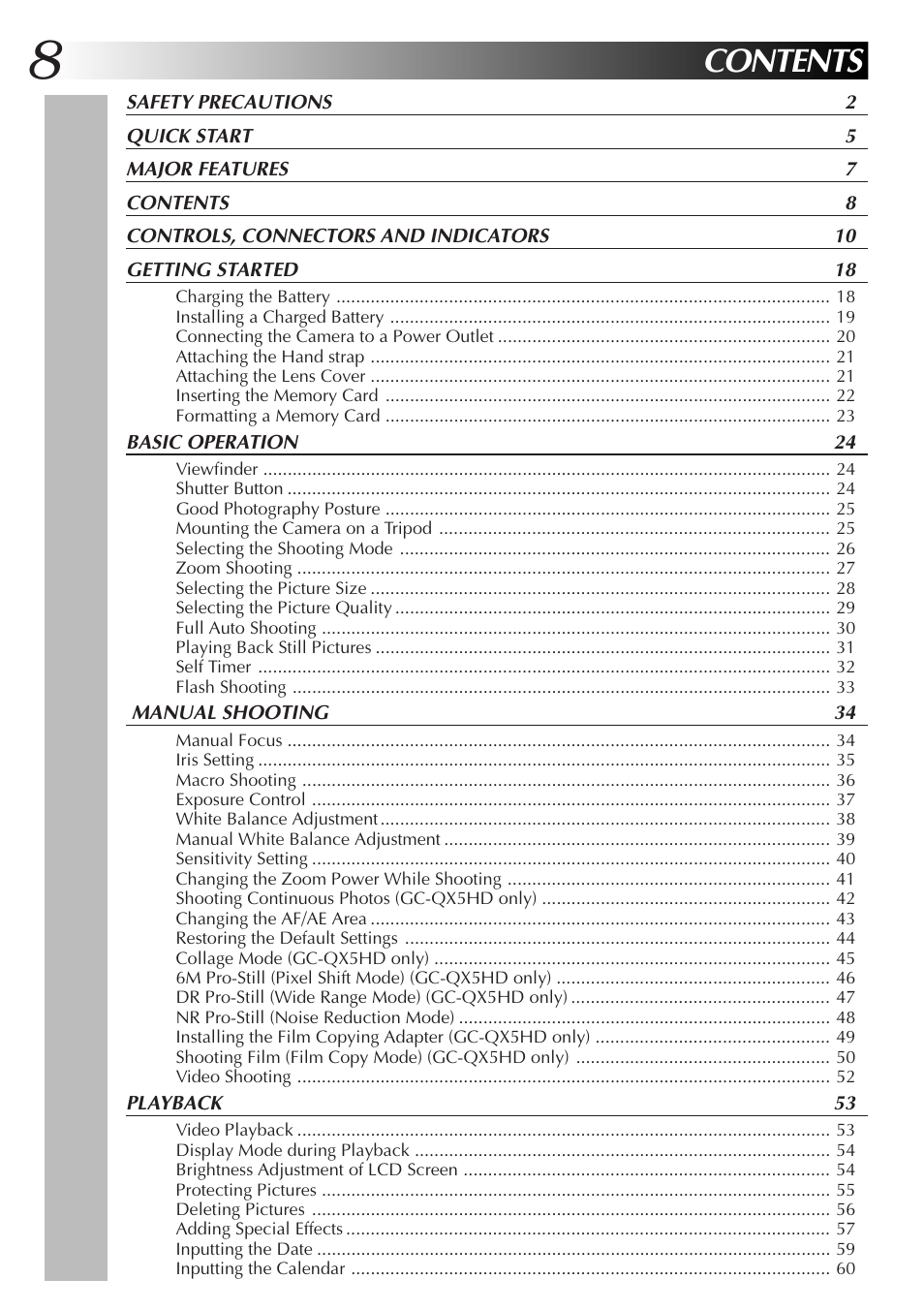 JVC GC-QX5HD User Manual | Page 8 / 104