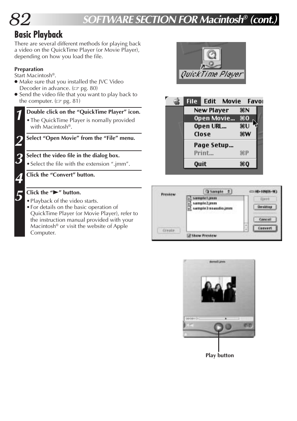 Cont.), Basic playback | JVC GC-QX5HD User Manual | Page 82 / 104