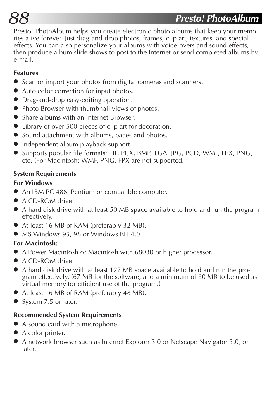 Presto! photoalbum | JVC GC-QX5HD User Manual | Page 88 / 104