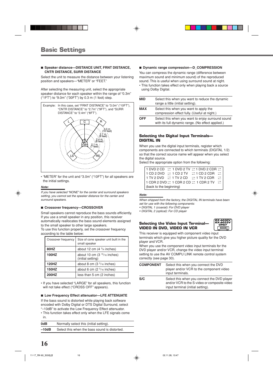 Basic settings | JVC RX-6030VBK User Manual | Page 18 / 87