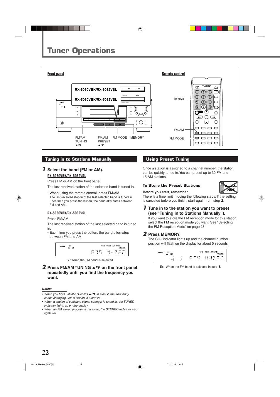 Tuner operations | JVC RX-6030VBK User Manual | Page 24 / 87