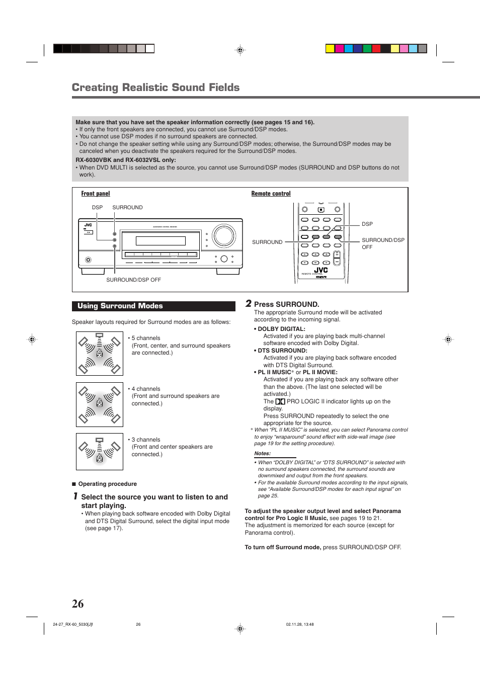 Creating realistic sound fields | JVC RX-6030VBK User Manual | Page 28 / 87