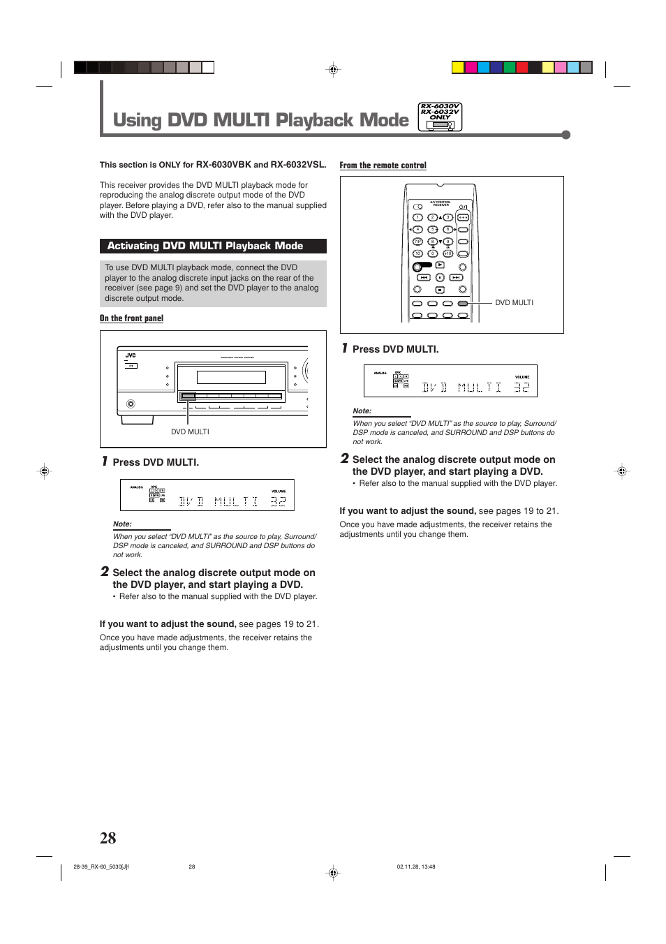 Using dvd multi playback mode | JVC RX-6030VBK User Manual | Page 30 / 87