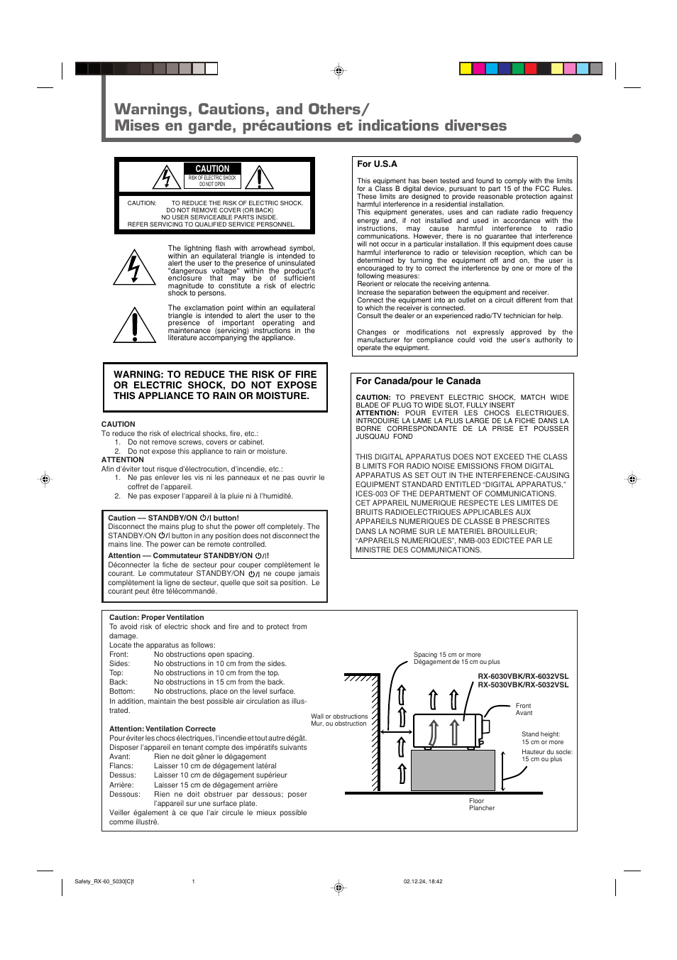 Warnings, cautions, and others | JVC RX-6030VBK User Manual | Page 46 / 87