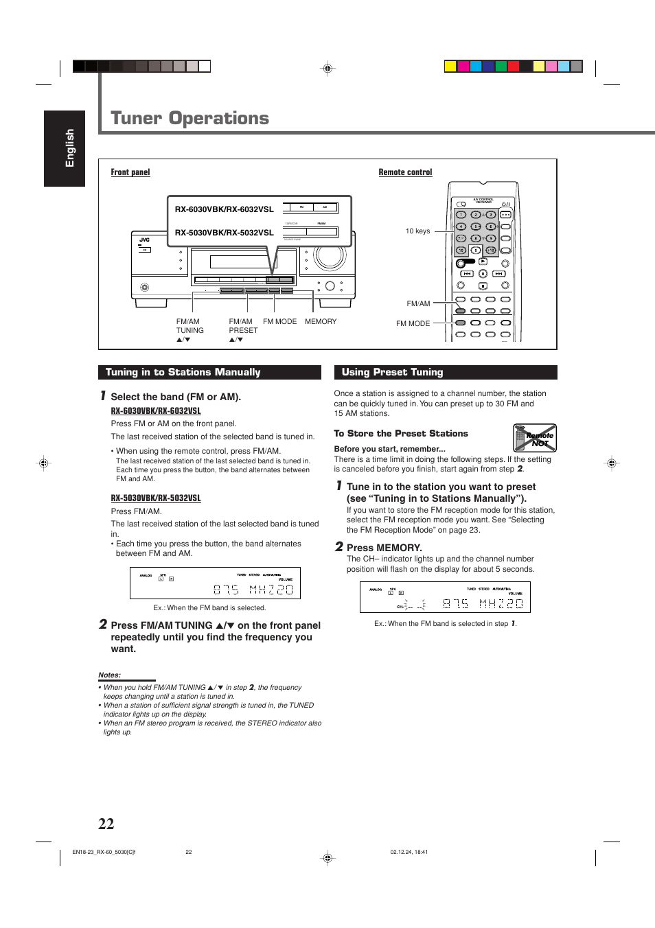 Tuner operations | JVC RX-6030VBK User Manual | Page 68 / 87