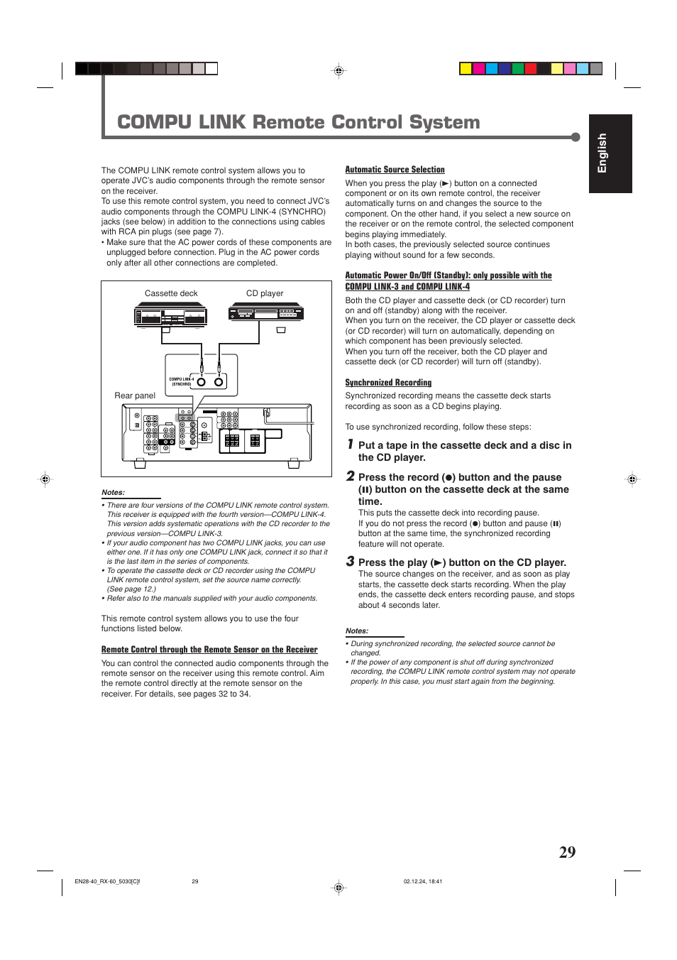 Compu link remote control system | JVC RX-6030VBK User Manual | Page 75 / 87