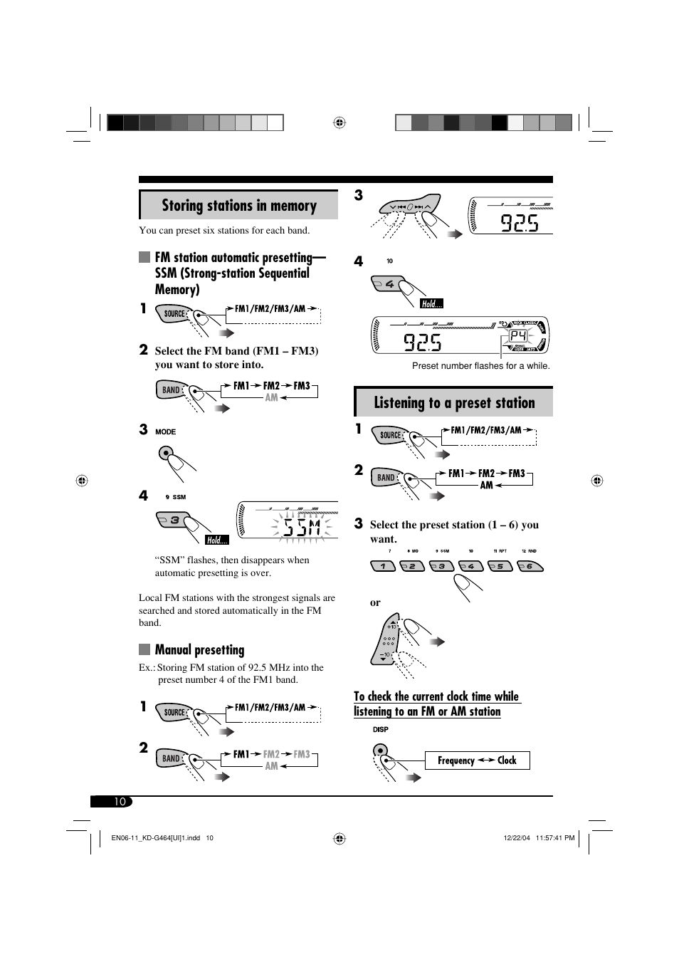 Listening to a preset station | JVC KD-G464 User Manual | Page 10 / 32