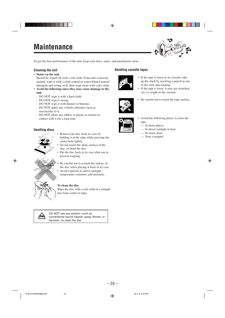 Maintenance | JVC CA-MXK50R User Manual | Page 27 / 38