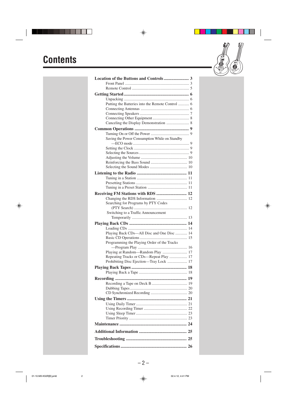 JVC CA-MXK50R User Manual | Page 5 / 38