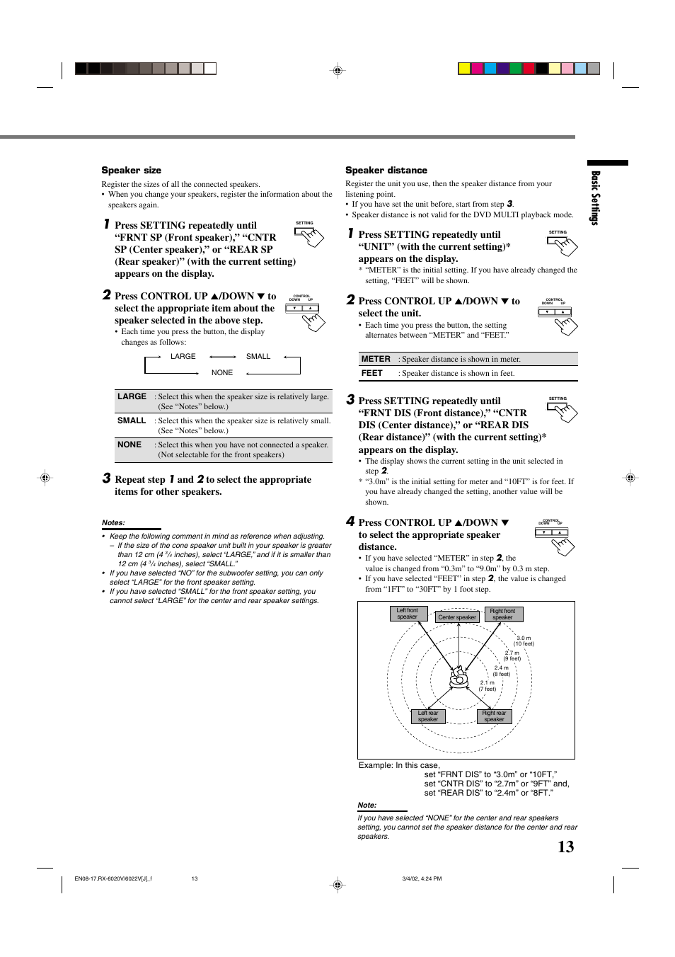 Basic settings, Press control up 5 /down ∞ to select the unit | JVC RX-6022VSL User Manual | Page 15 / 36