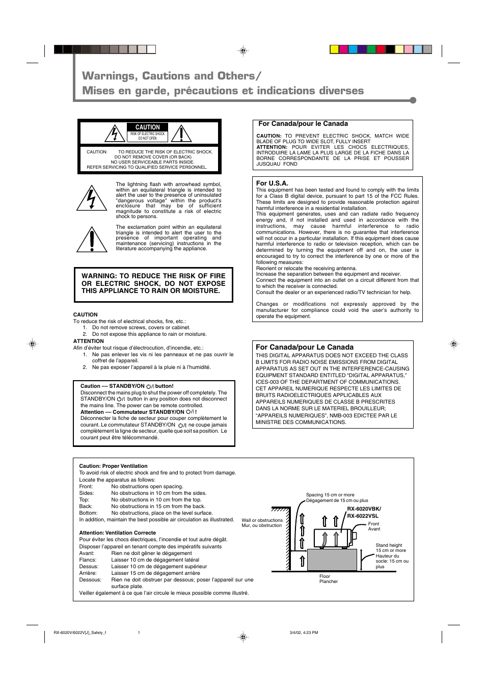 For canada/pour le canada | JVC RX-6022VSL User Manual | Page 2 / 36