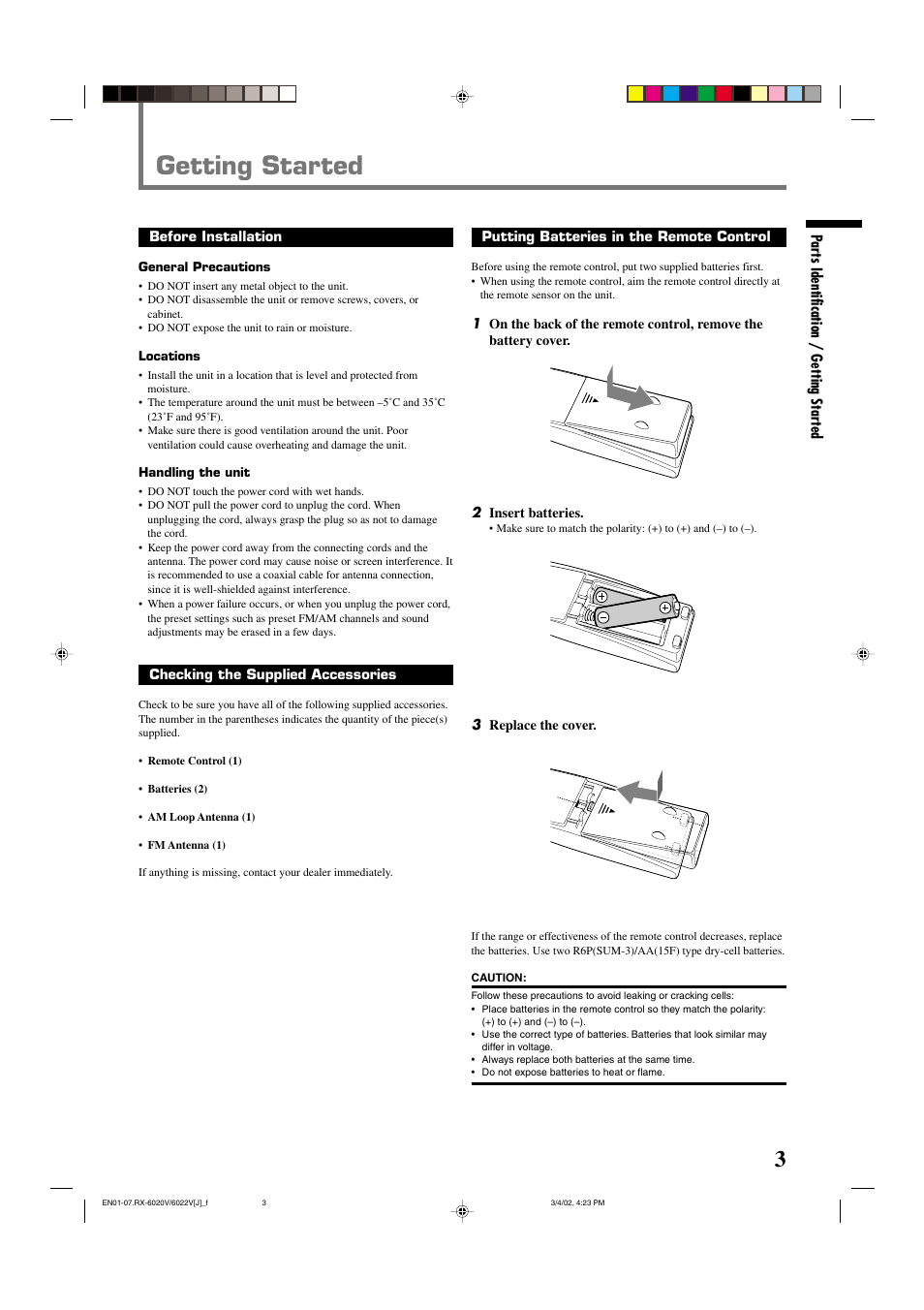 Getting started | JVC RX-6022VSL User Manual | Page 5 / 36