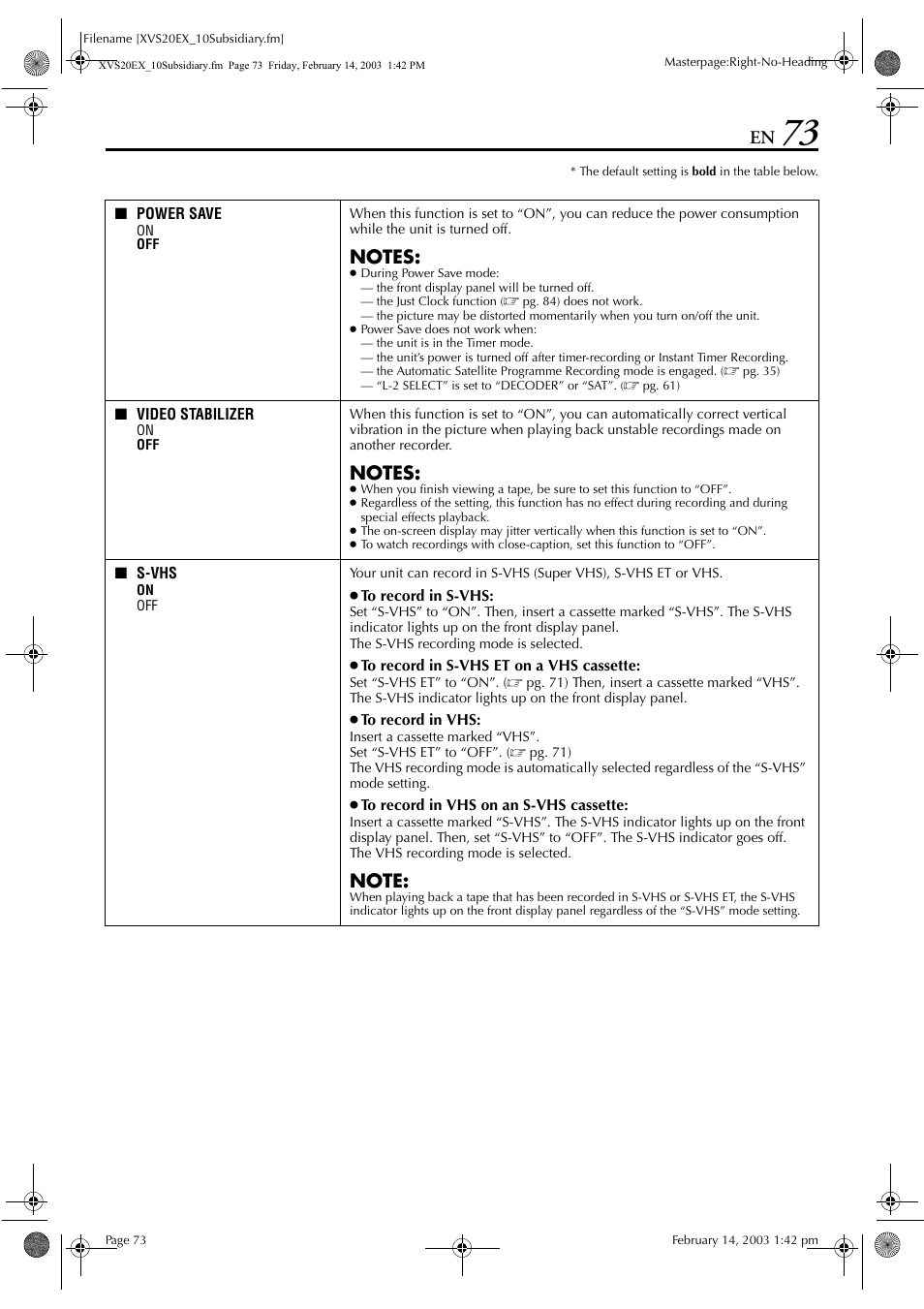 Set to “on, Pg. 73), it is | JVC HR-XVS20E User Manual | Page 73 / 96
