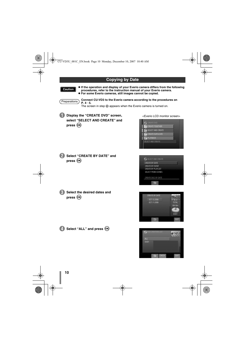 Copying by date | JVC CU-VD3U User Manual | Page 10 / 20