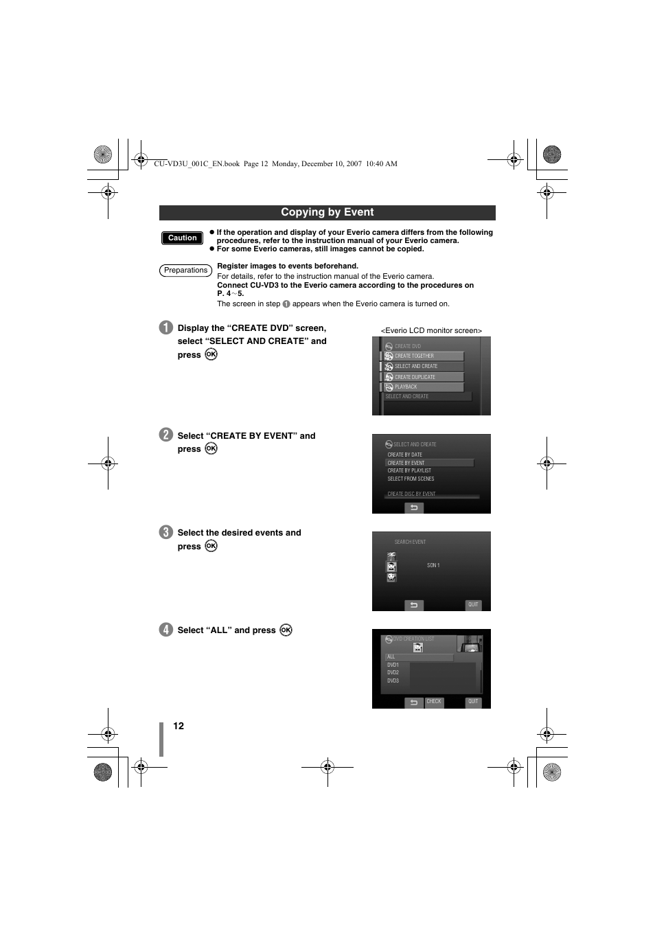 Copying by event | JVC CU-VD3U User Manual | Page 12 / 20