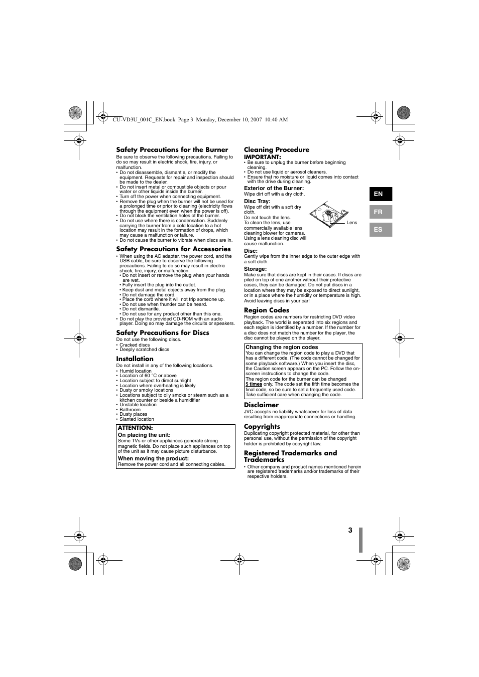 JVC CU-VD3U User Manual | Page 3 / 20