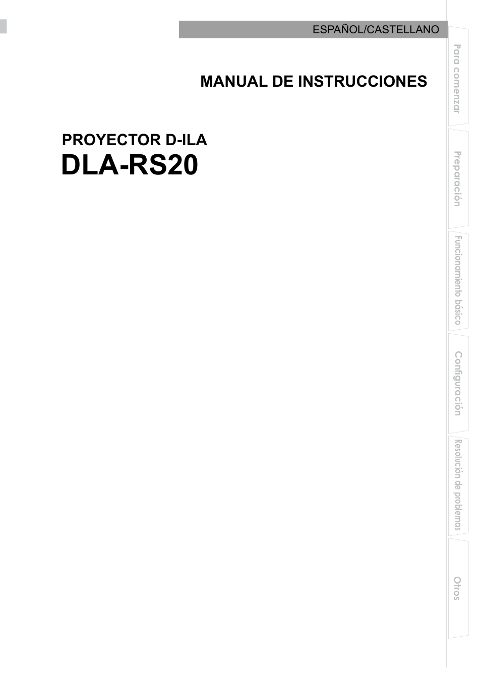 Español/castellano, Dla-rs20, Proyector d-ila manual de instrucciones | JVC PB006596599-0 User Manual | Page 121 / 181