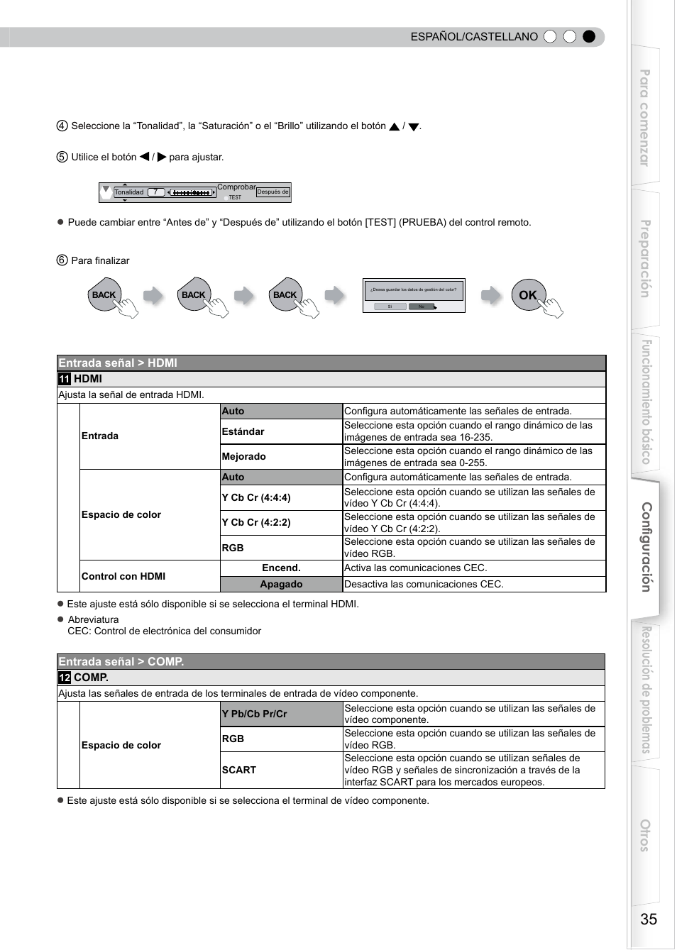 Dentro del menú de ajustes | JVC PB006596599-0 User Manual | Page 155 / 181