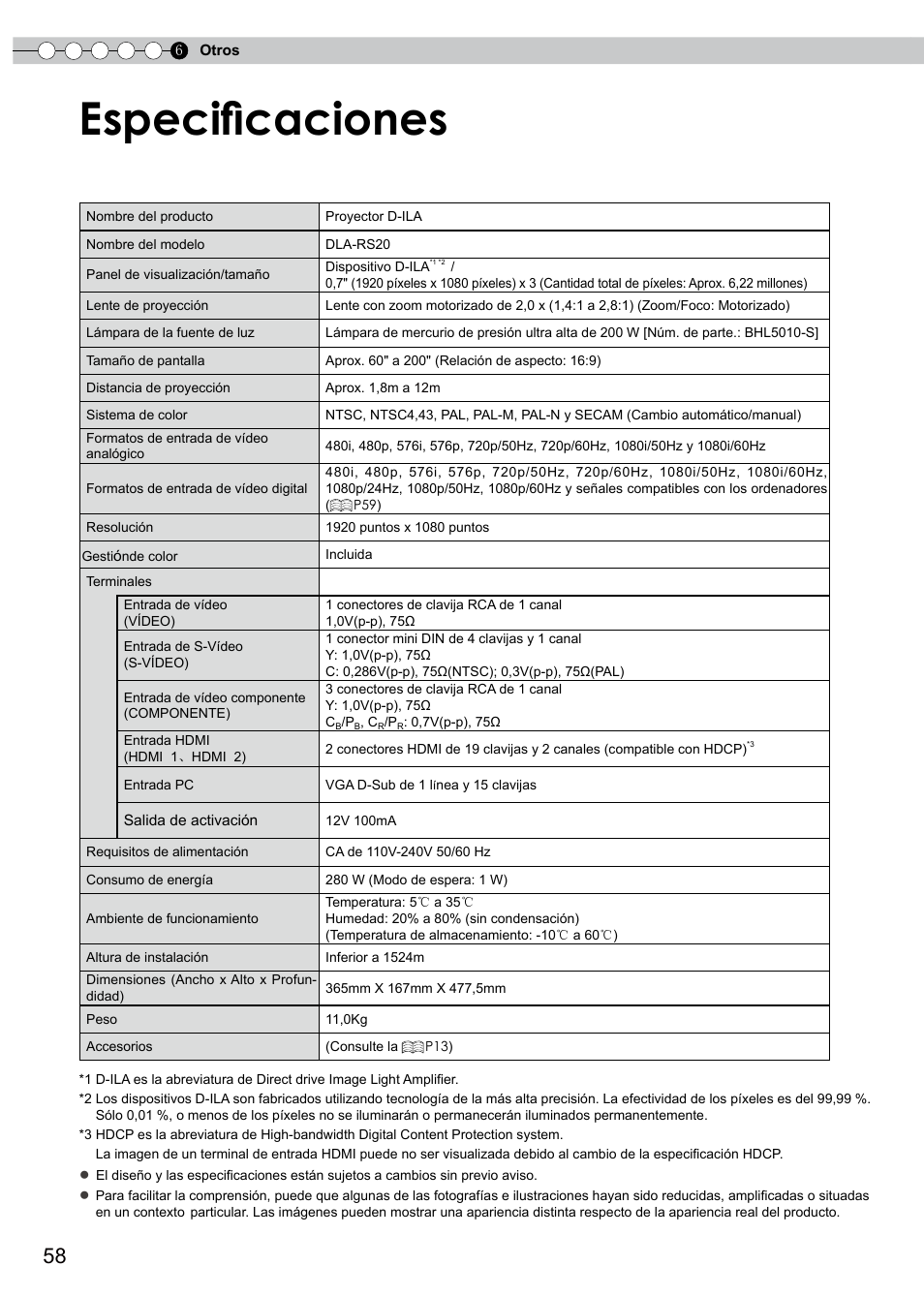 Especificaciones | JVC PB006596599-0 User Manual | Page 178 / 181