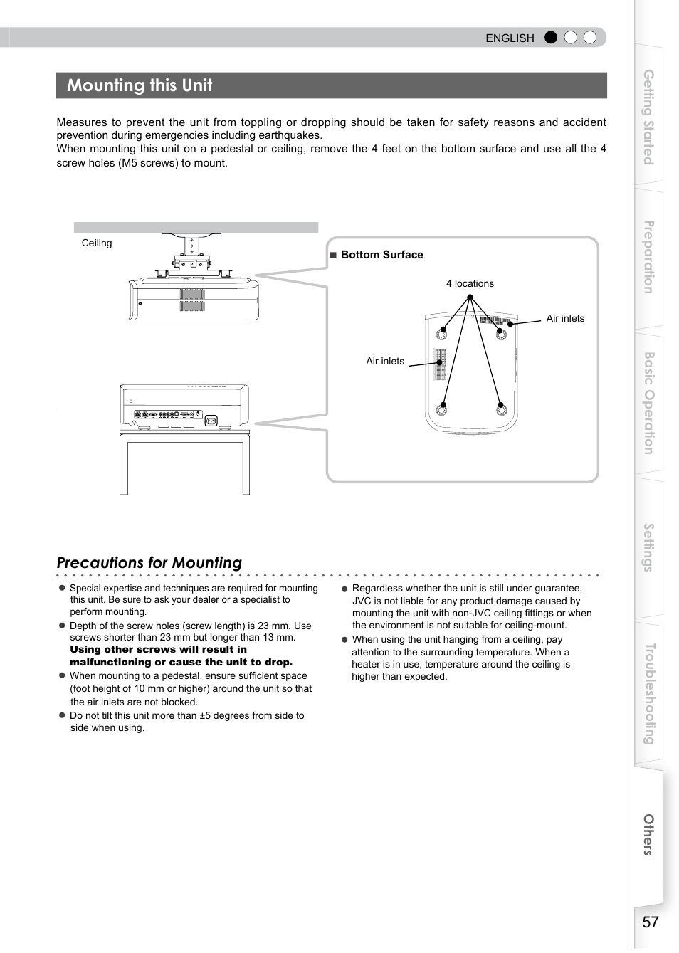 Mounting this unit, Precautions for mounting | JVC PB006596599-0 User Manual | Page 57 / 181