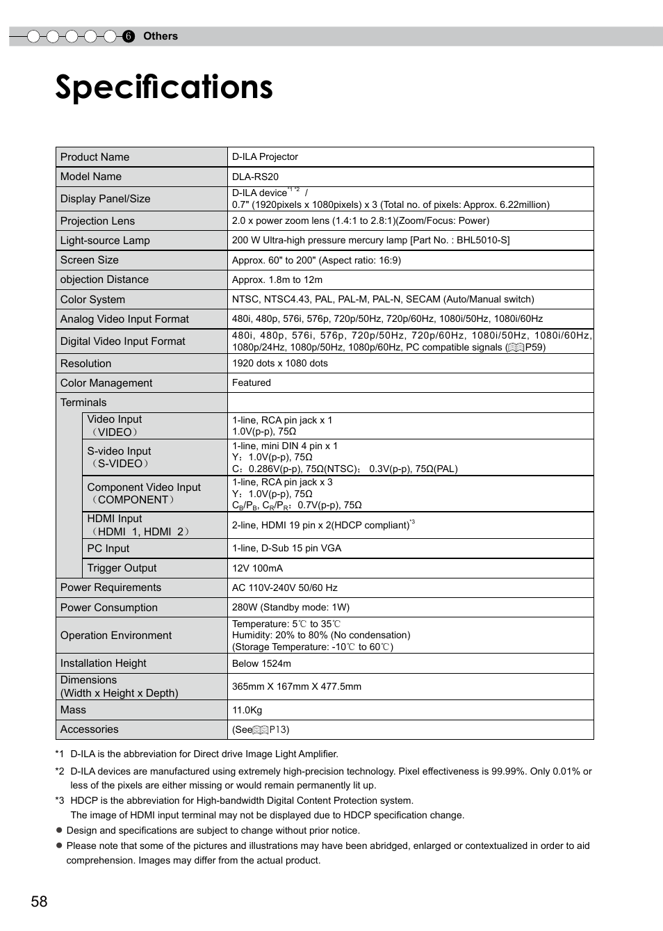 Specifications | JVC PB006596599-0 User Manual | Page 58 / 181